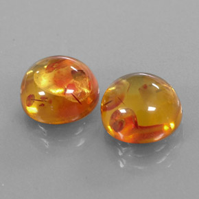3.63 ct Orange Amber Stone, Natural Amber in Round Cabochon Shape for Sale