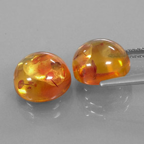 Amber Gemstone in 9.5 mm Size for Sale, Amber Stone in Yellow Orange Color