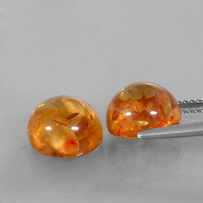 Amber Gemstone in 9.6 mm Size for Sale, Amber Stone in Yellow Orange Color
