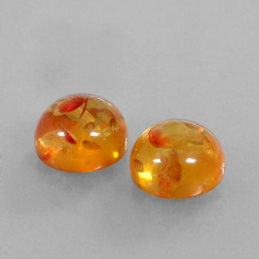 3.63 ct Orange Amber Stone, Natural Amber in Round Cabochon Shape for Sale