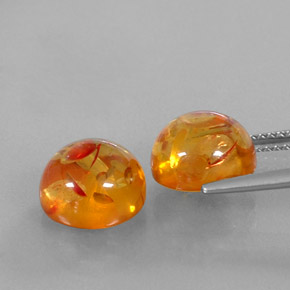 Amber Gemstone in 9.6 mm Size for Sale, Amber Stone in Yellow Orange Color