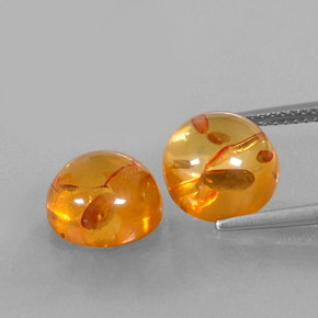 3.64 ct Orange Amber Gemstone, Amber Gem in Round Cabochon Shape for Sale.