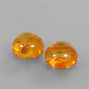 3.64 ct Orange Amber Stone, Natural Amber in Round Cabochon Shape for Sale
