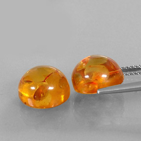 Amber Gemstone in 10 mm (calibrated) Size for Sale, Amber Stone in Yellow Orange Color