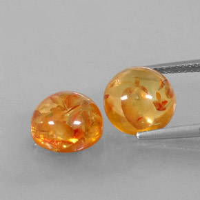3.43 ct Orange Amber Gemstone, Amber Gem in Round Cabochon Shape for Sale.