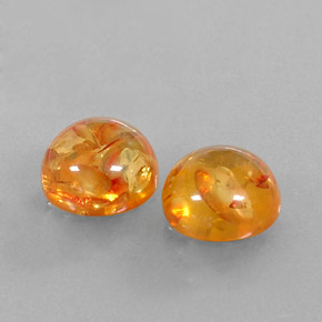 3.43 ct Orange Amber Stone, Natural Amber in Round Cabochon Shape for Sale