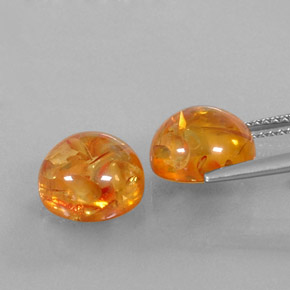 Amber Gemstone in 9.4 mm Size for Sale, Amber Stone in Yellow Orange Color