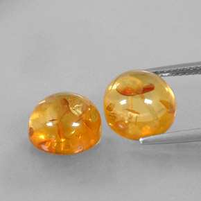 3.66 ct Orange Amber Gemstone, Amber Gem in Round Cabochon Shape for Sale.
