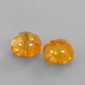 3.66 ct Orange Amber Stone, Natural Amber in Round Cabochon Shape for Sale