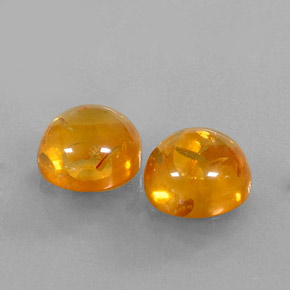 3.65 ct Orange Amber Stone, Natural Amber in Round Cabochon Shape for Sale