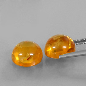 Amber Gemstone in 10 mm (calibrated) Size for Sale, Amber Stone in Yellow Orange Color