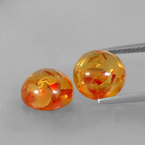 3.16 ct Orange Amber Gemstone, Amber Gem in Round Cabochon Shape for Sale.