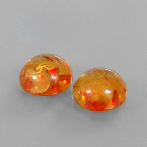 3.16 ct Orange Amber Stone, Natural Amber in Round Cabochon Shape for Sale