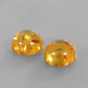 3.42 ct Orange Amber Stone, Natural Amber in Round Cabochon Shape for Sale