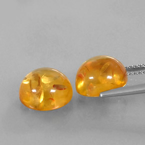Amber Gemstone in 9.6 mm Size for Sale, Amber Stone in Yellow Orange Color