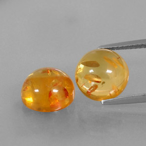 3.45 ct Orange Amber Gemstone, Amber Gem in Round Cabochon Shape for Sale.