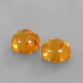 3.45 ct Orange Amber Stone, Natural Amber in Round Cabochon Shape for Sale