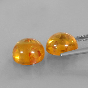 Amber Gemstone in 9.6 mm Size for Sale, Amber Stone in Yellow Orange Color