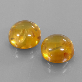 3.65 ct Orange Amber Stone, Natural Amber in Round Cabochon Shape for Sale
