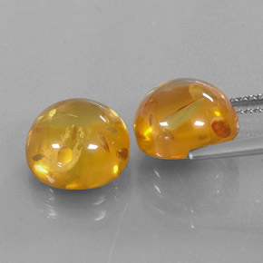 Amber Gemstone in 9.6 mm Size for Sale, Amber Stone in Yellow Orange Color