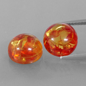 3.32 ct Orange Amber Gemstone, Amber Gem in Round Cabochon Shape for Sale.