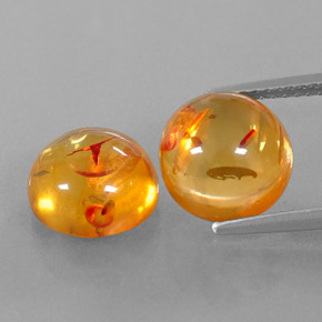 3.42 ct Orange Amber Gemstone, Amber Gem in Round Cabochon Shape for Sale.