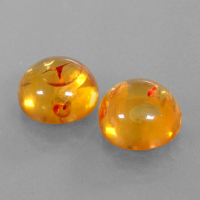 3.42 ct Orange Amber Stone, Natural Amber in Round Cabochon Shape for Sale