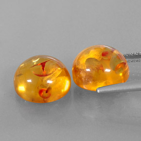 Amber Gemstone in 10 mm (calibrated) Size for Sale, Amber Stone in Yellow Orange Color