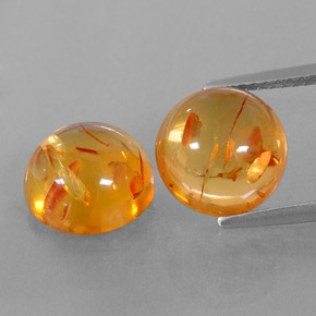 3.61 ct Orange Amber Gemstone, Amber Gem in Round Cabochon Shape for Sale.