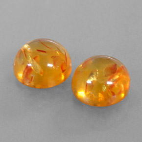 3.61 ct Orange Amber Stone, Natural Amber in Round Cabochon Shape for Sale