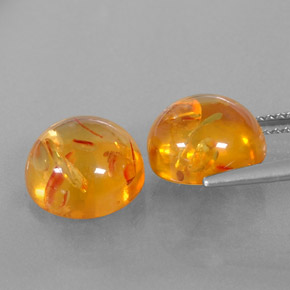 Amber Gemstone in 10 mm (calibrated) Size for Sale, Amber Stone in Yellow Orange Color
