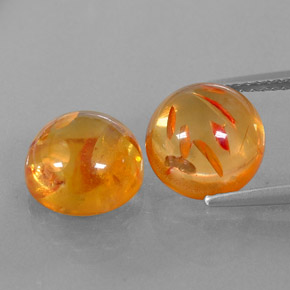 3.47 ct Orange Amber Gemstone, Amber Gem in Round Cabochon Shape for Sale.