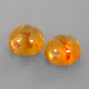3.47 ct Orange Amber Stone, Natural Amber in Round Cabochon Shape for Sale