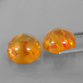 Amber Gemstone in 9.5 mm Size for Sale, Amber Stone in Yellow Orange Color