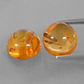 3.65 ct Orange Amber Gemstone, Amber Gem in Round Cabochon Shape for Sale.