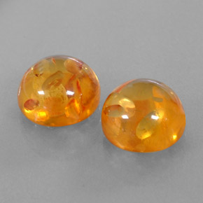 3.65 ct Orange Amber Stone, Natural Amber in Round Cabochon Shape for Sale
