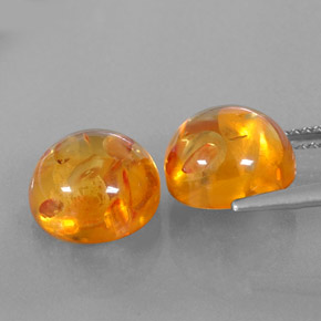 Amber Gemstone in 10 mm (calibrated) Size for Sale, Amber Stone in Yellow Orange Color