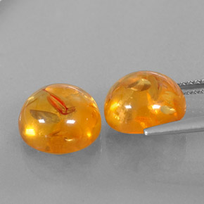 Amber Gemstone in 9.6 mm Size for Sale, Amber Stone in Yellow Orange Color
