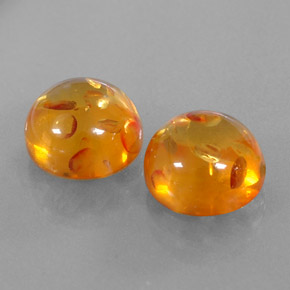 3.63 ct Orange Amber Stone, Natural Amber in Round Cabochon Shape for Sale