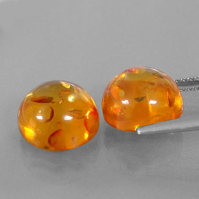 Amber Gemstone in 9.6 mm Size for Sale, Amber Stone in Yellow Orange Color