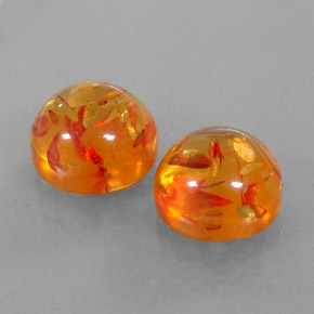 3.70 ct Orange Amber Stone, Natural Amber in Round Cabochon Shape for Sale
