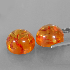 Amber Gemstone in 9.5 mm Size for Sale, Amber Stone in Yellow Orange Color