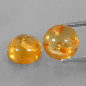 3.68 ct Orange Amber Gemstone, Amber Gem in Round Cabochon Shape for Sale.