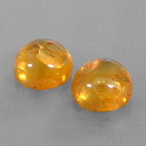 3.68 ct Orange Amber Stone, Natural Amber in Round Cabochon Shape for Sale