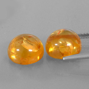 Amber Gemstone in 10 mm (calibrated) Size for Sale, Amber Stone in Yellow Orange Color