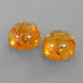 3.63 ct Orange Amber Stone, Natural Amber in Round Cabochon Shape for Sale