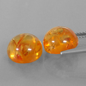 Amber Gemstone in 9.6 mm Size for Sale, Amber Stone in Yellow Orange Color