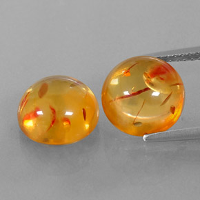 3.47 ct Orange Amber Gemstone, Amber Gem in Round Cabochon Shape for Sale.