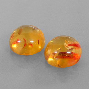 3.47 ct Orange Amber Stone, Natural Amber in Round Cabochon Shape for Sale