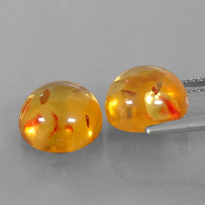 Amber Gemstone in 10 mm (calibrated) Size for Sale, Amber Stone in Yellow Orange Color